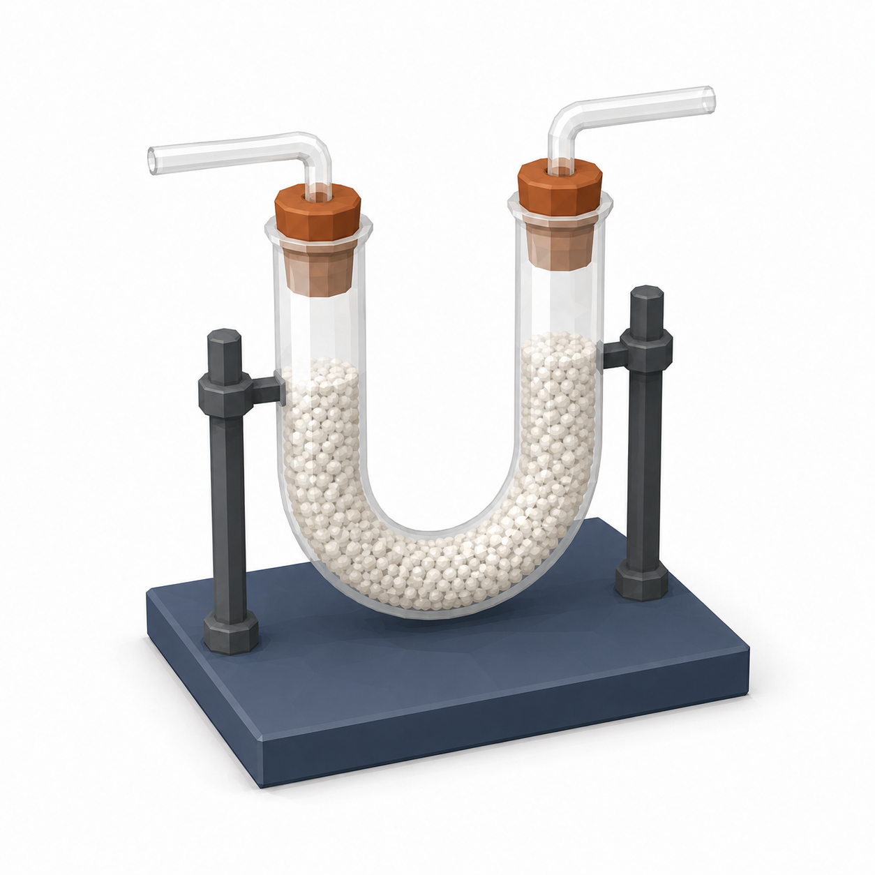Gas passed through a U-tube packed with fused calcium chloride to dry it