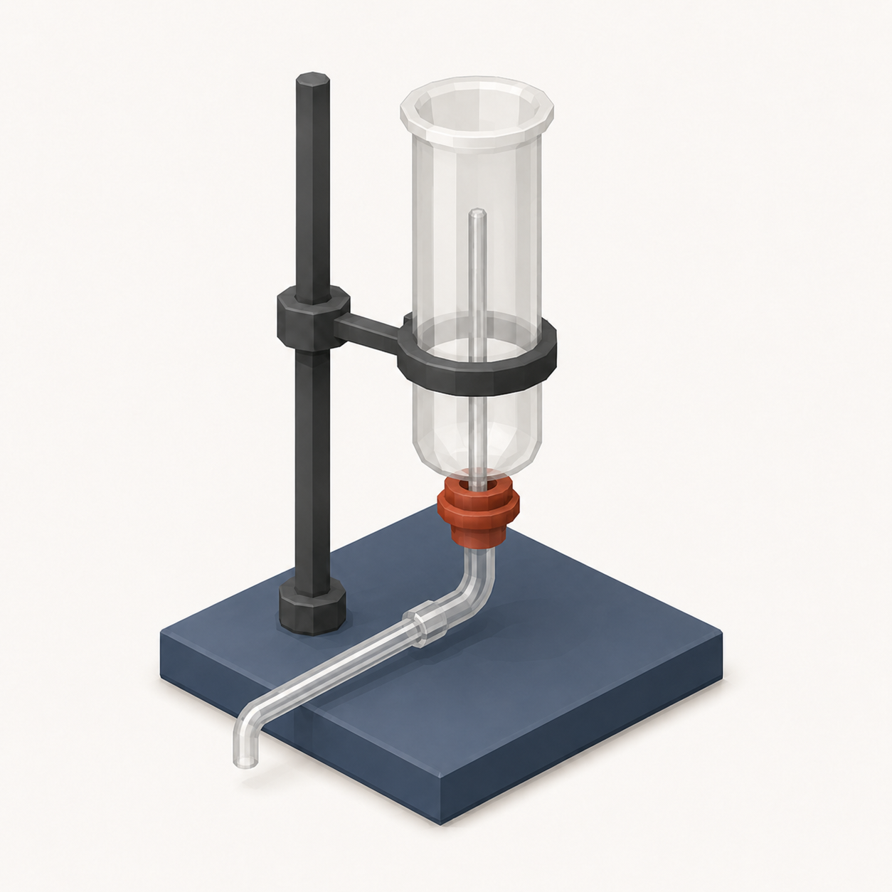 Upward delivery: gas rises into an upside-down gas jar